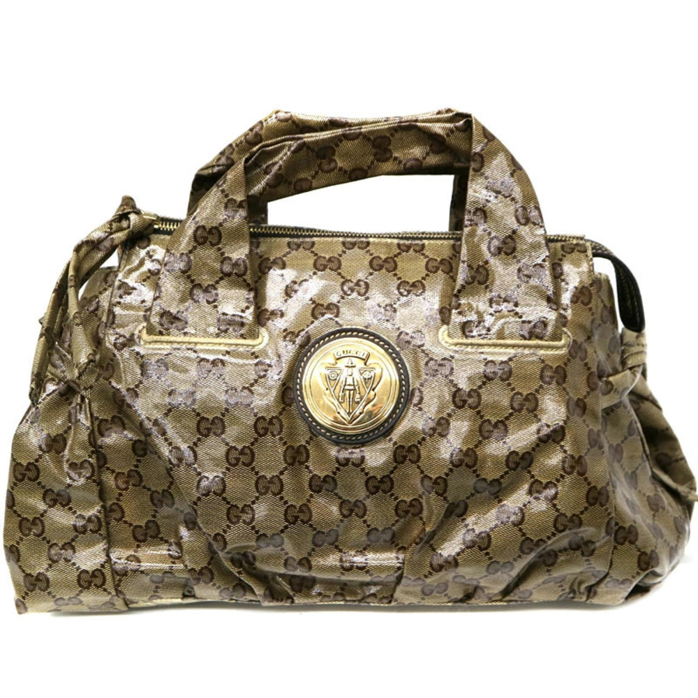 GUCCI Hysteria GG Crystal Handbag Canvas Beige